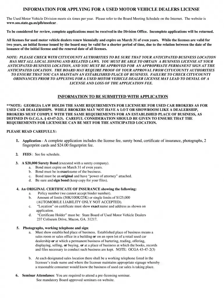 used car board macon ga 2003 form Preview on Page 1