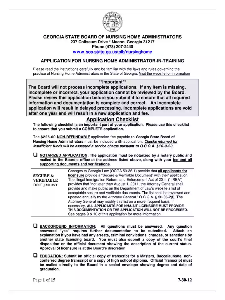 nursing home administrator in training program georgia Preview on Page 1