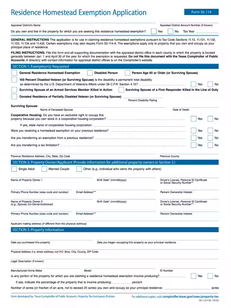bexar county homestead exemption form Preview on Page 1