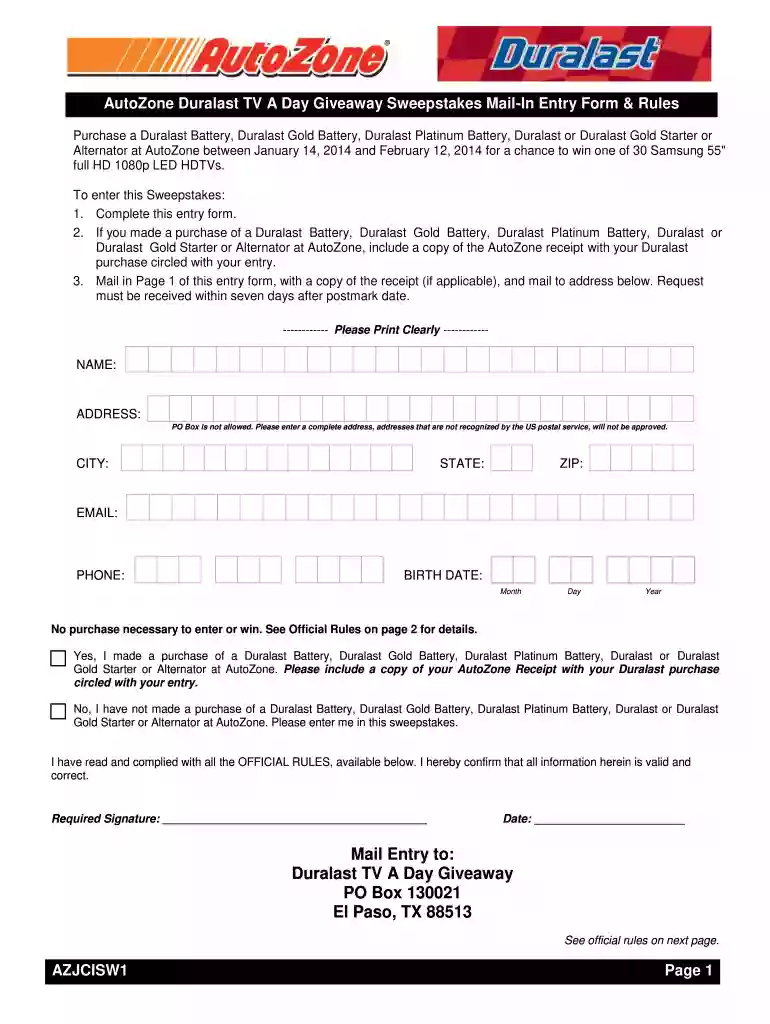 autozone battery warranty without receipt Preview on Page 1