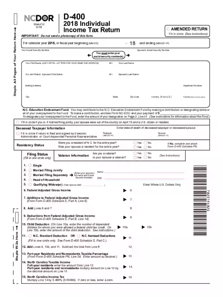 nc tax form Preview on Page 1