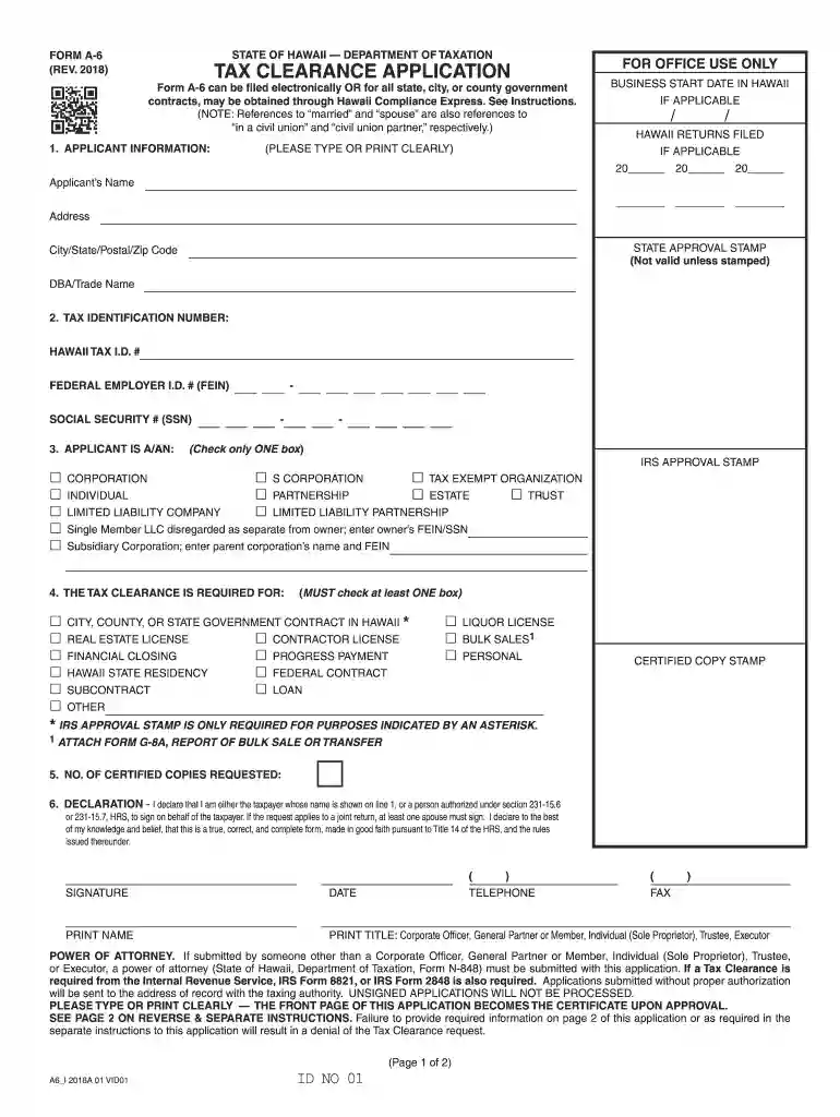 tax clearance certificate hawaii Preview on Page 1