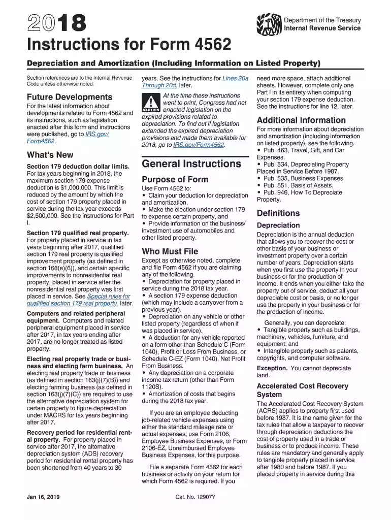 form 4562 Preview on Page 1