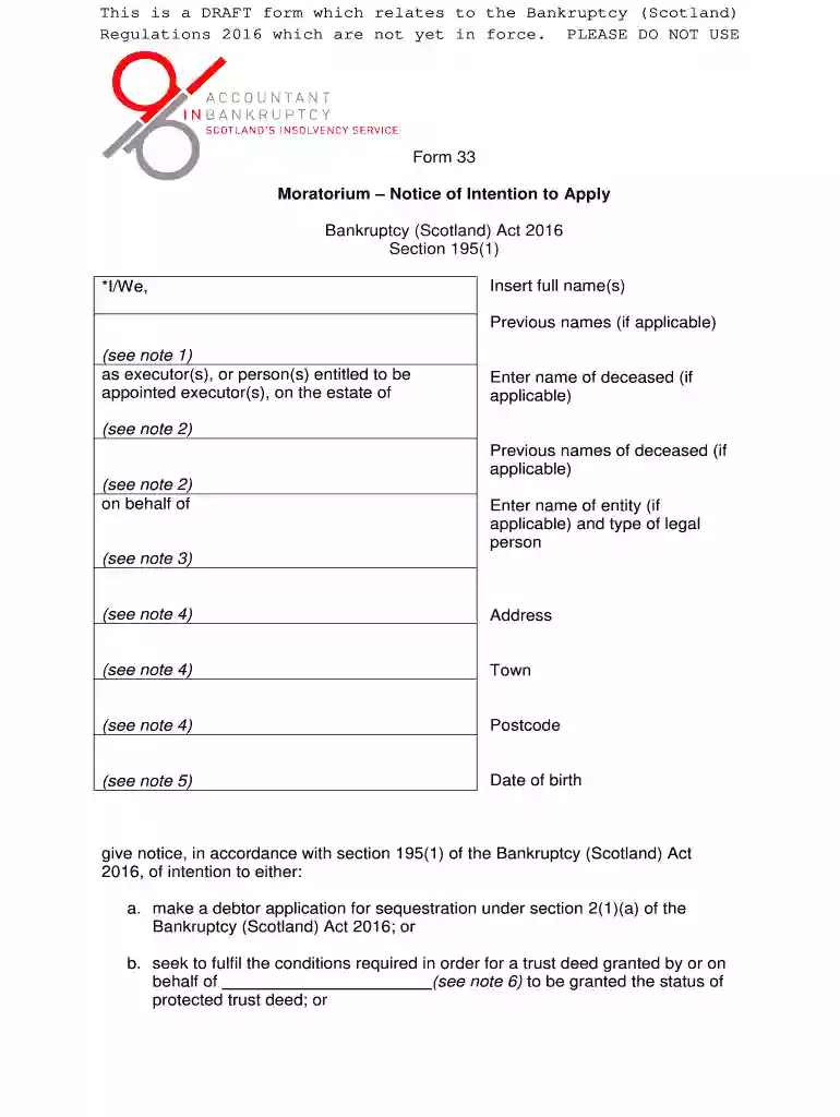 form 33 moratorium Preview on Page 1