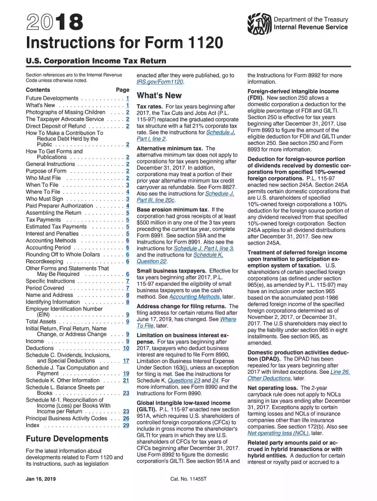 form 1120 instructions 2018 Preview on Page 1