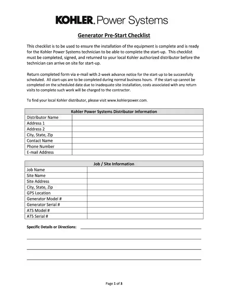 checklist form generator Preview on Page 1