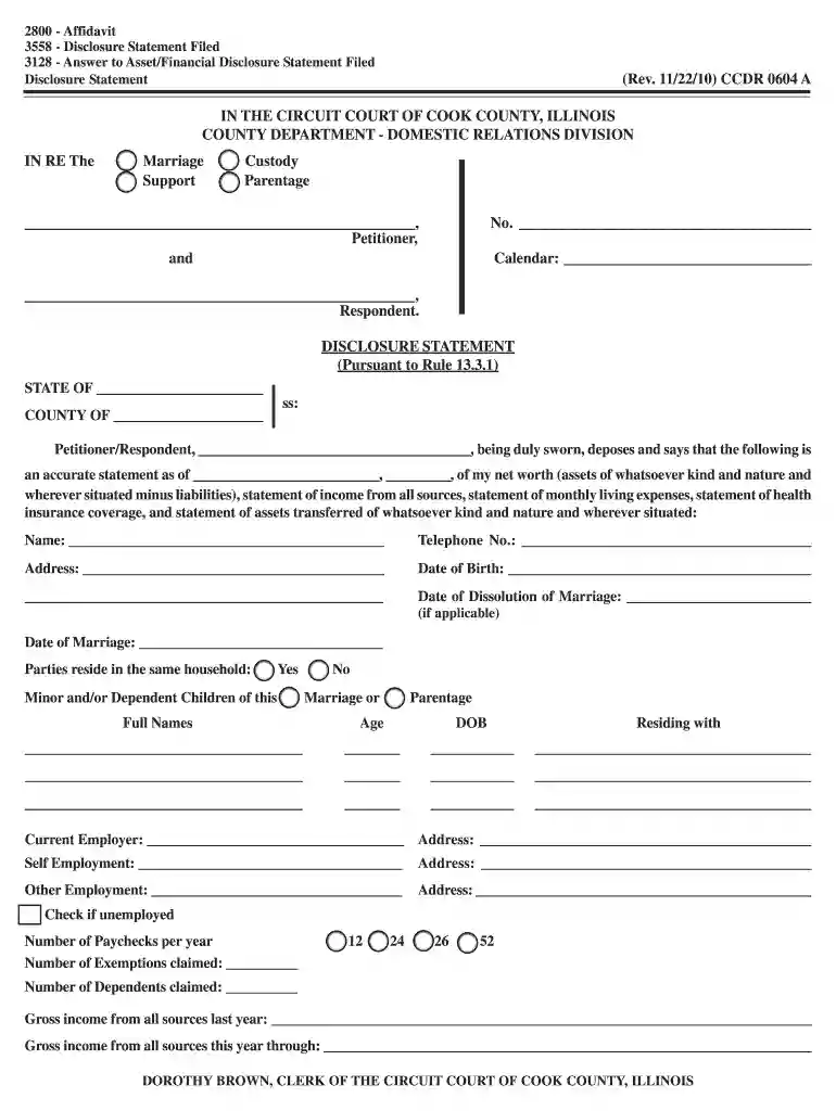 2010 Ccdr 0604a form - cookcountycourt Preview on Page 1