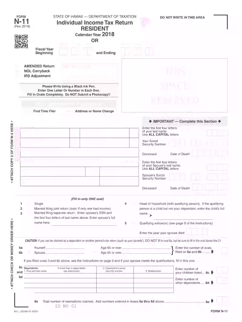 2018 hawaii state n 11 forms Preview on Page 1