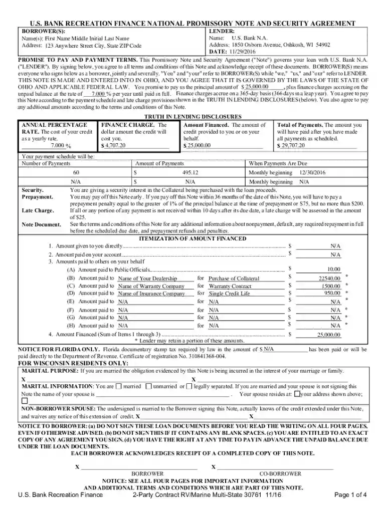promissory note security agreement Preview on Page 1