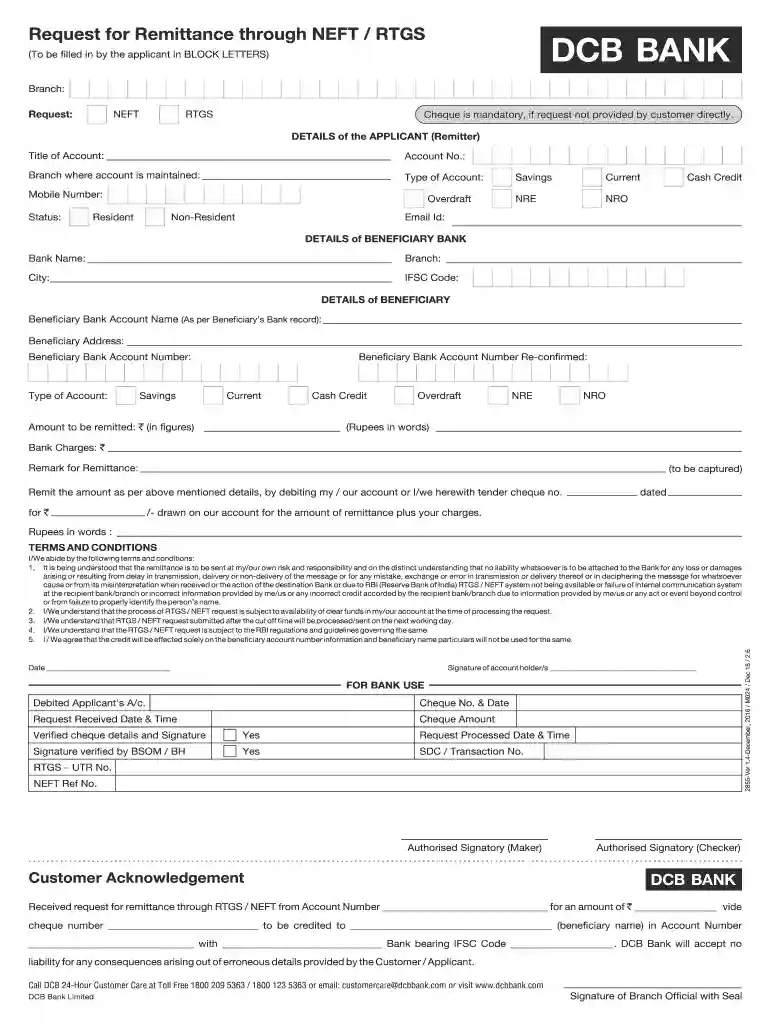 bank neft rtgs form pdf Preview on Page 1