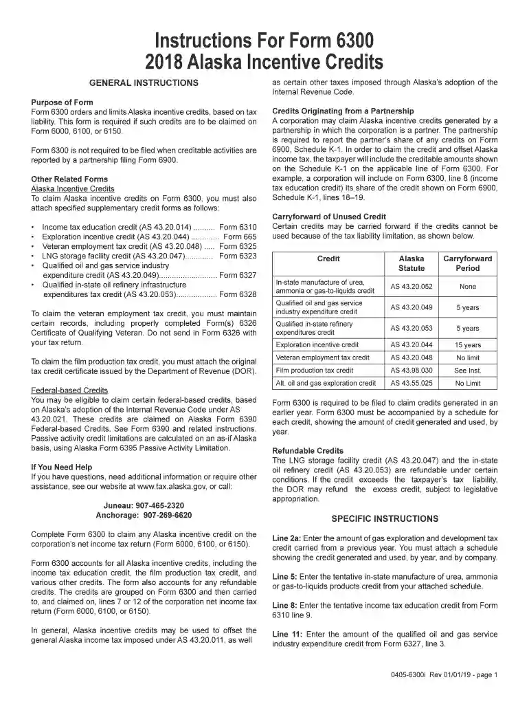 Form 6300 orders and limits Alaska incentive credits, based on tax Preview on Page 1