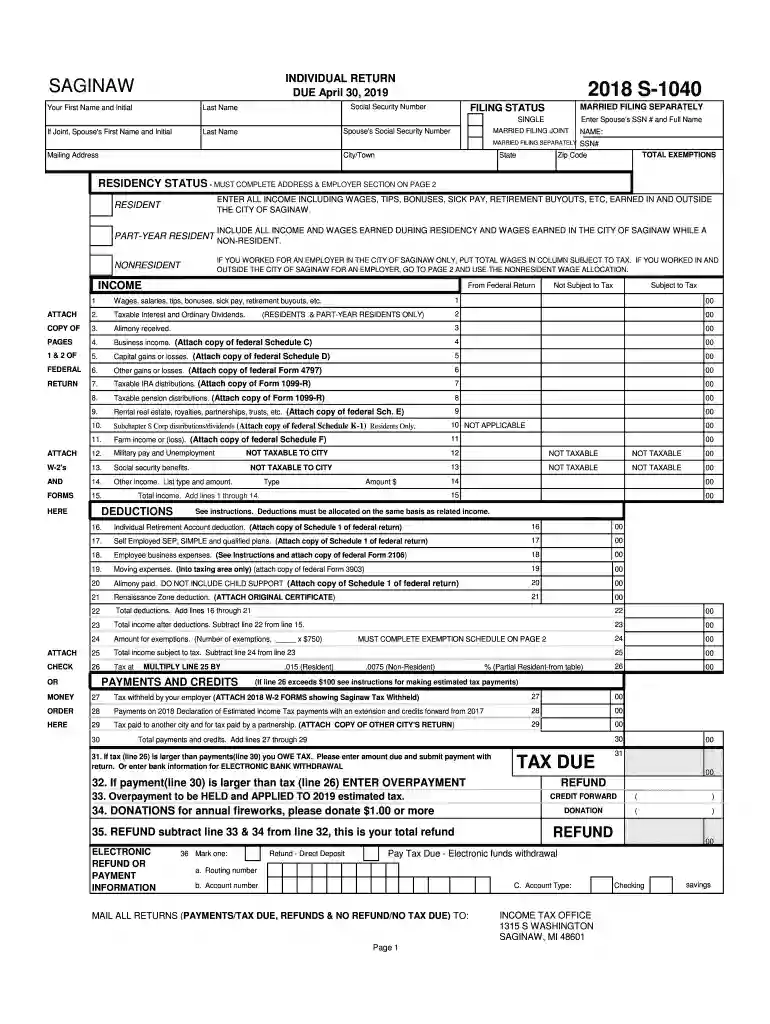 mi s1040 form Preview on Page 1
