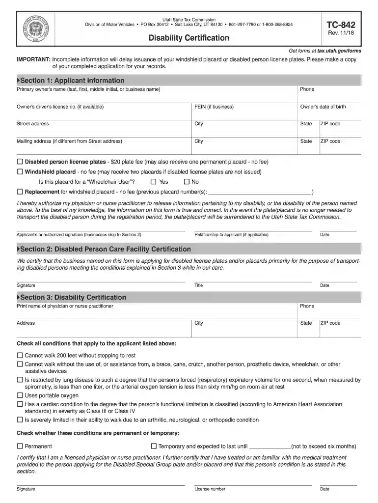 tc 842 form Preview on Page 1
