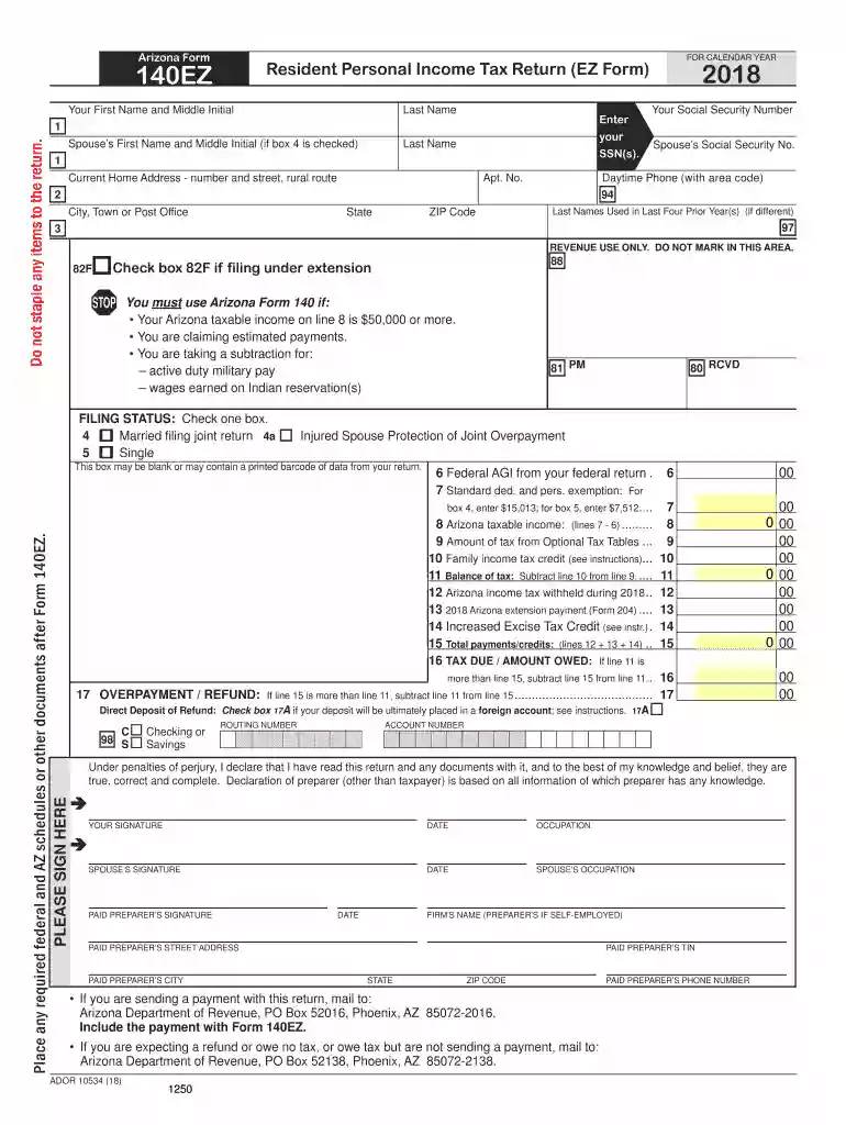 arizona income tax Preview on Page 1