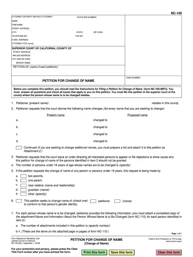 how to fill nc 100 Preview on Page 1