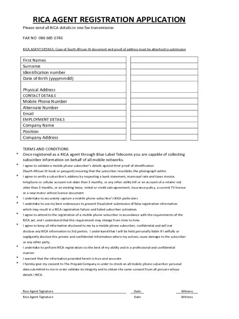 rica agent registration Preview on Page 1