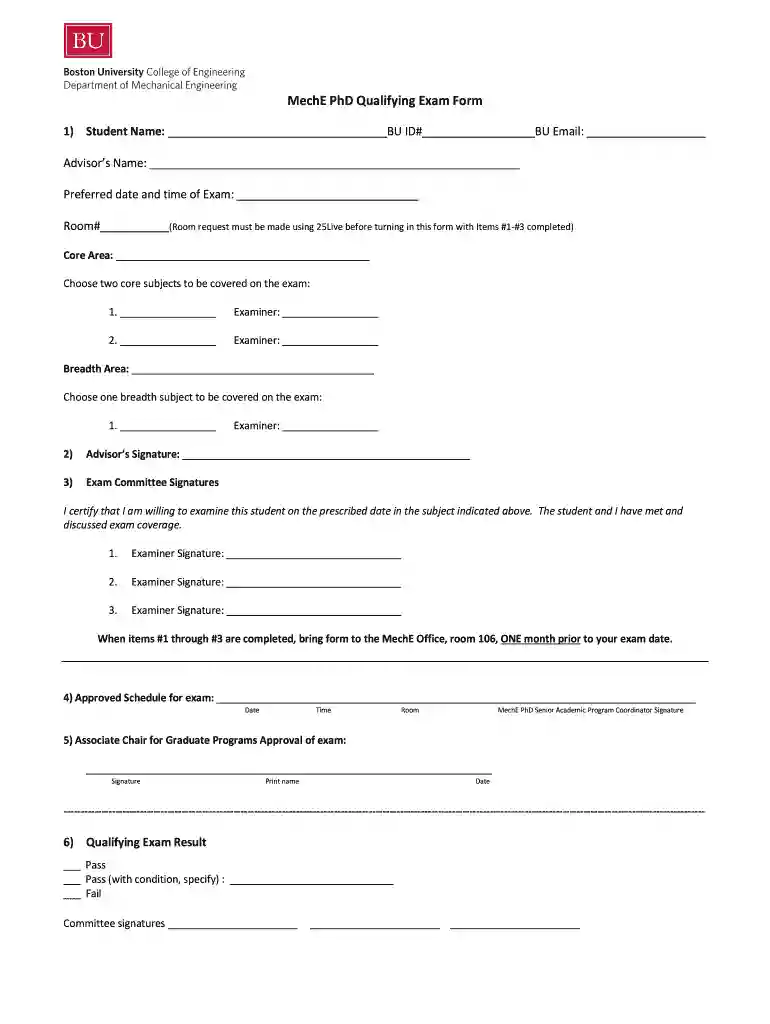 phd exam form Preview on Page 1