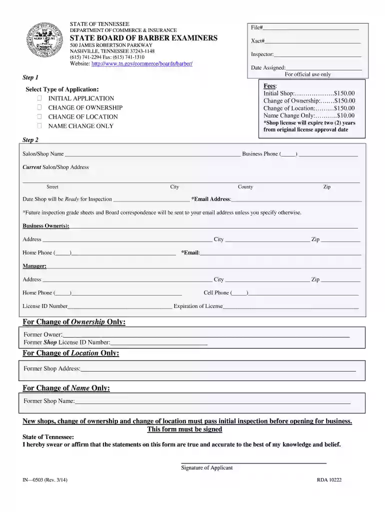 Barber Shop Application - TN - tn Preview on Page 1