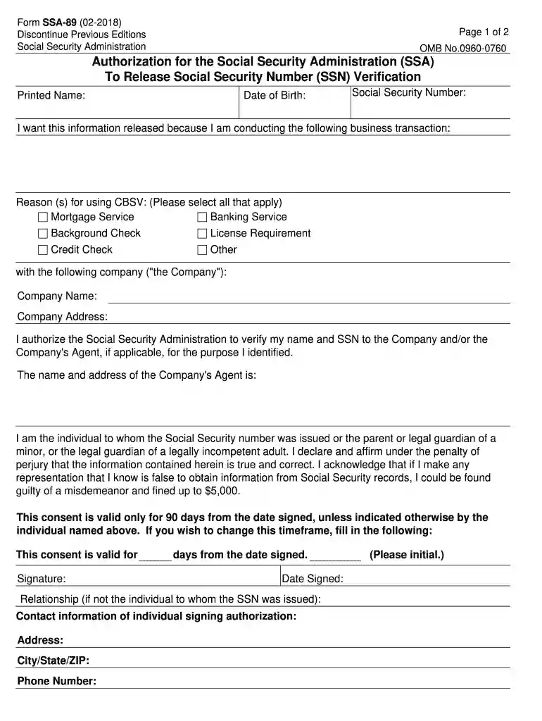 ssa 89 form Preview on Page 1