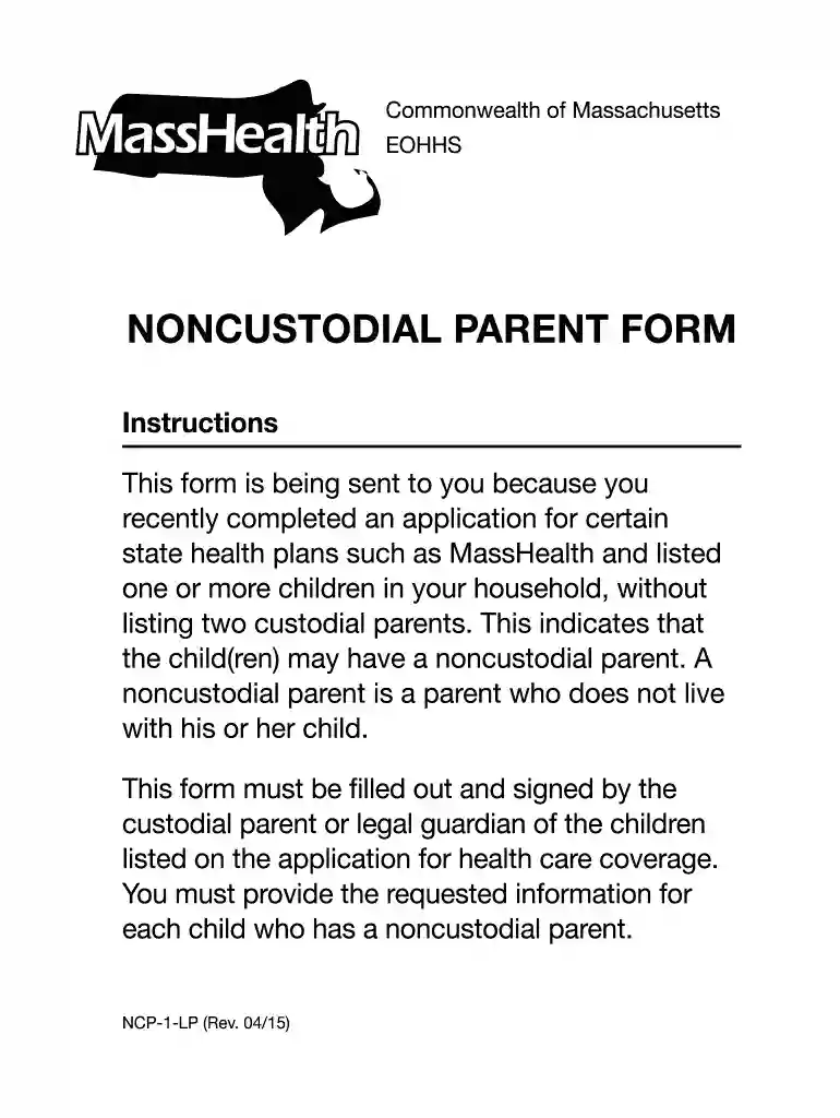 non custodial parent form Preview on Page 1