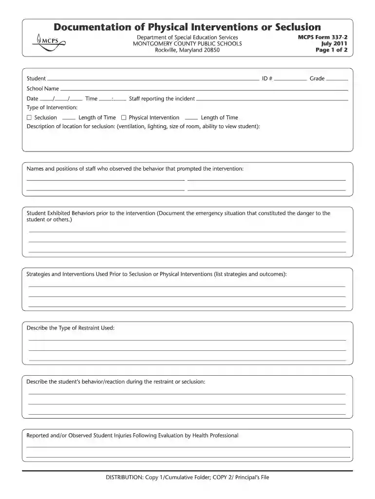 intervention form template Preview on Page 1