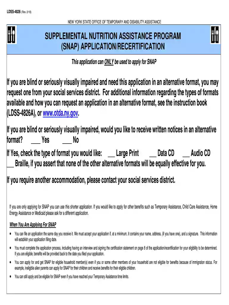snap recertification form Preview on Page 1