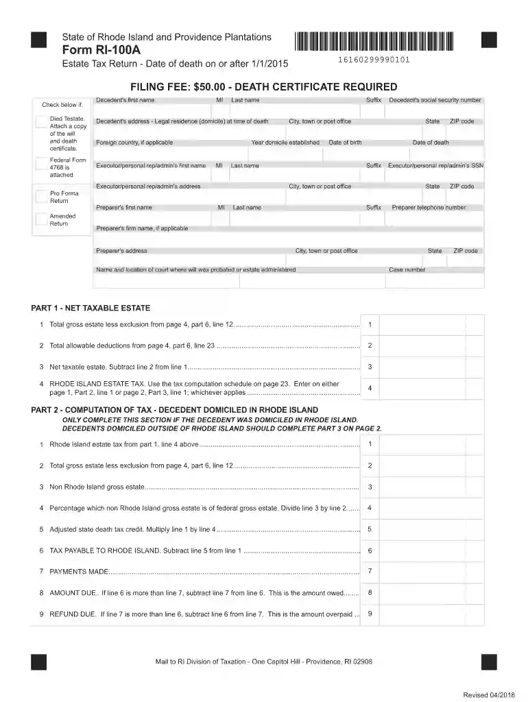 ri form 100a Preview on Page 1