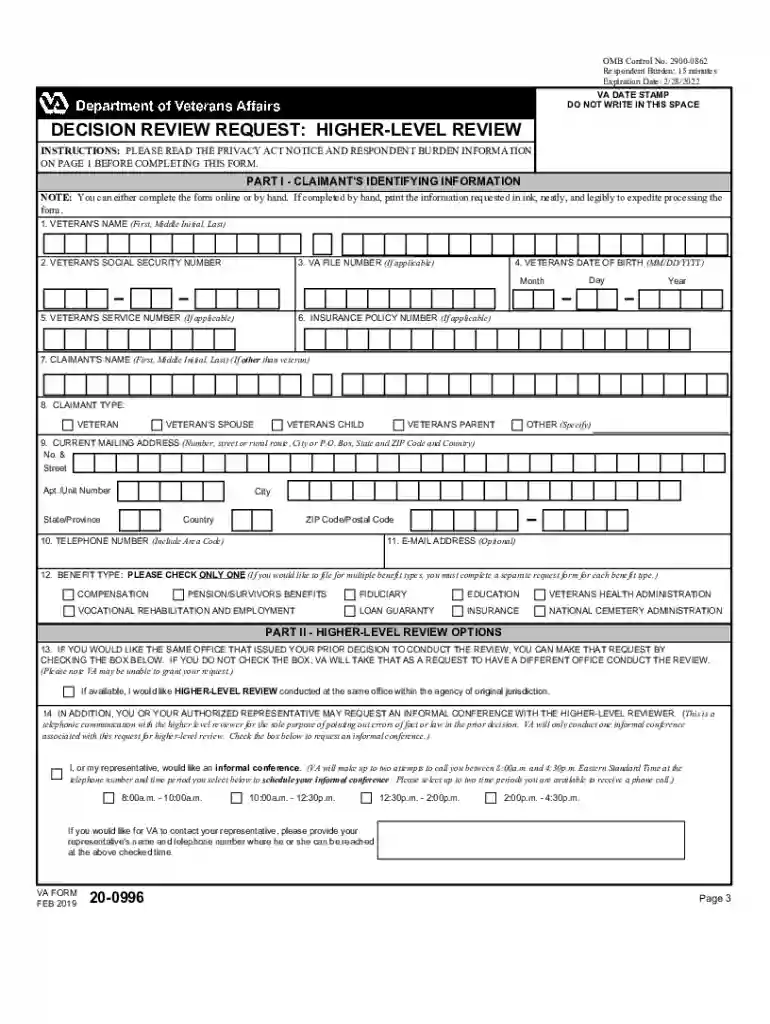 va form 20 0996 pdf Preview on Page 1