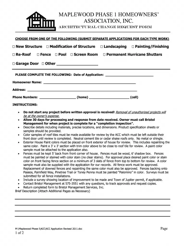 architectural request form Preview on Page 1