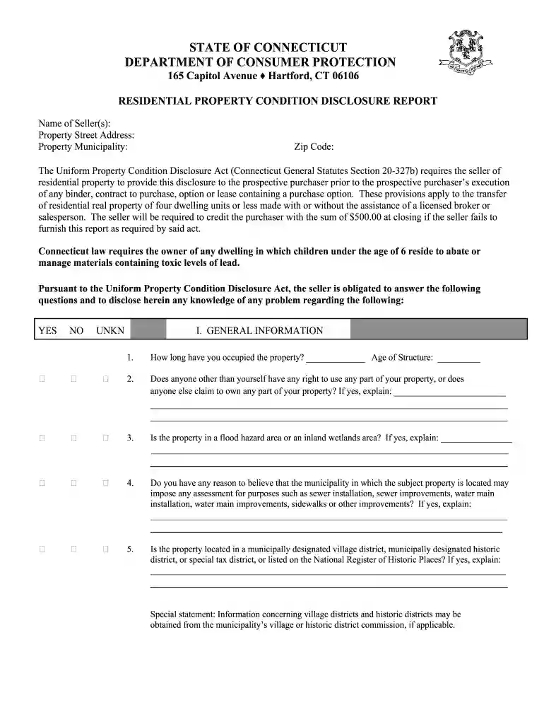 ct property disclosure form Preview on Page 1
