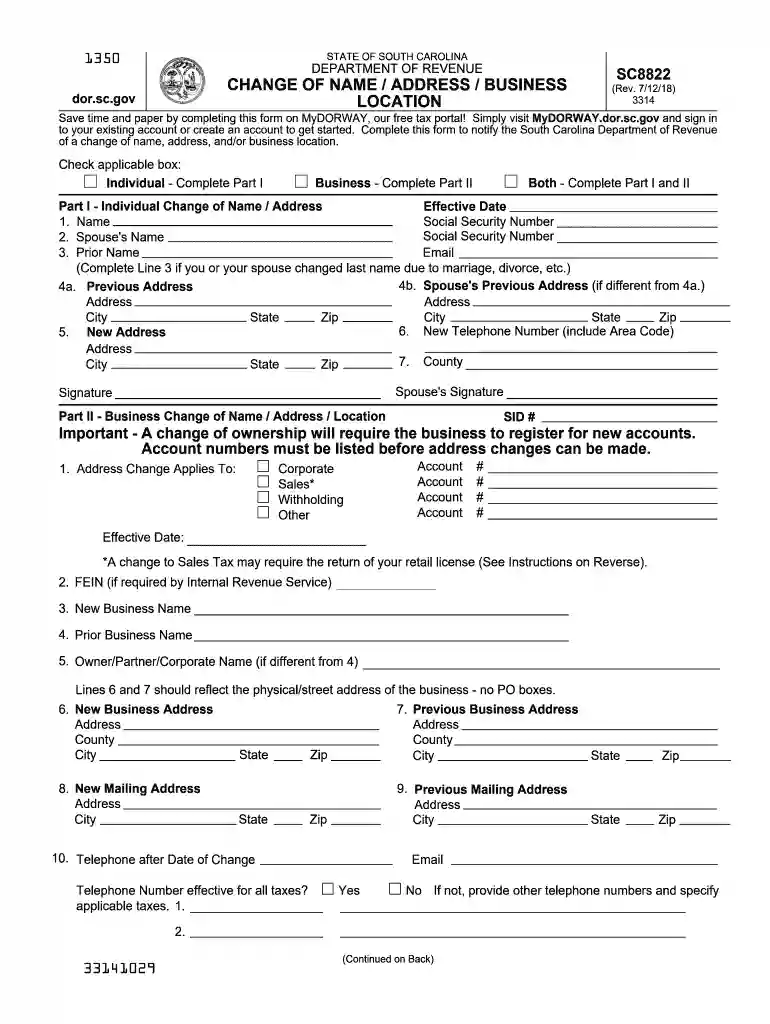 what is form 8822 Preview on Page 1