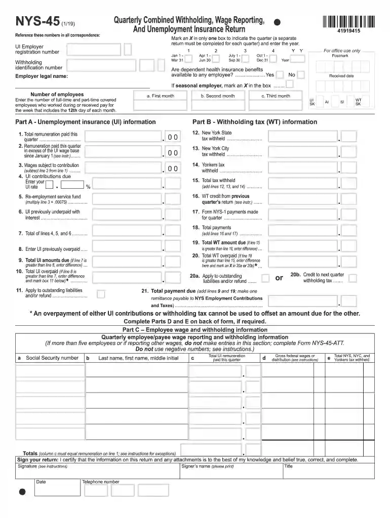 nys 45 form Preview on Page 1