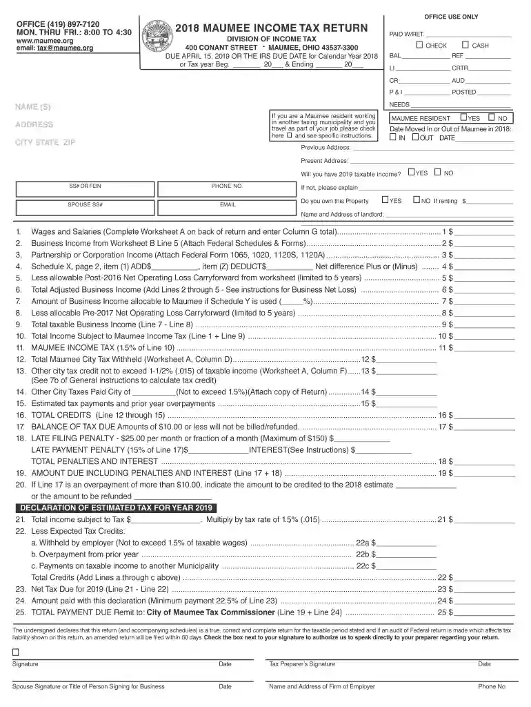 city of maumee income tax Preview on Page 1