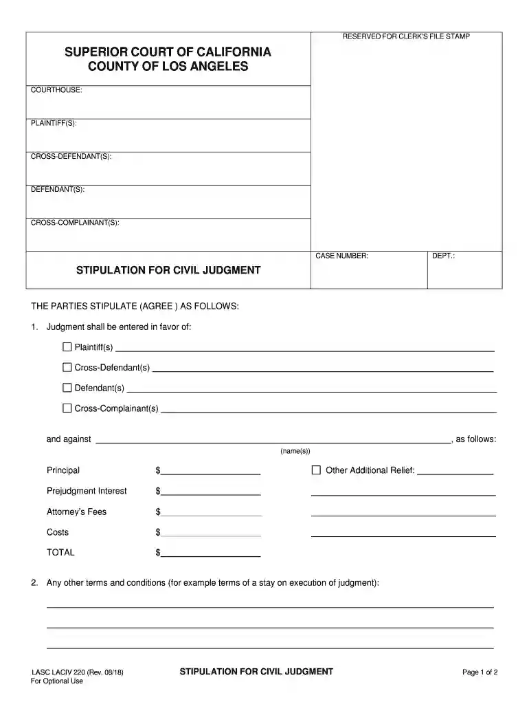 stipulated judgment california Preview on Page 1