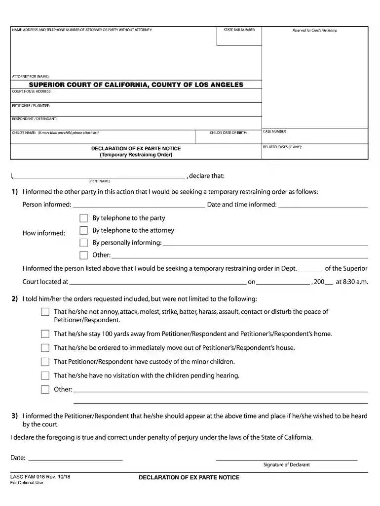 ex parte notice sample Preview on Page 1