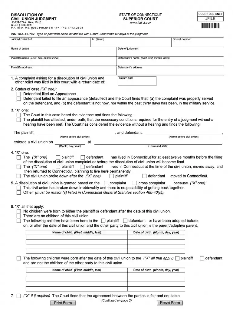 ct dissolution civil union Preview on Page 1