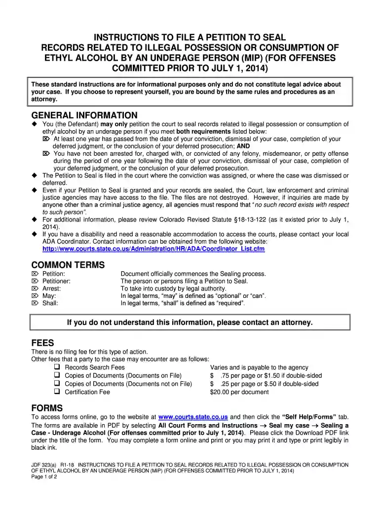 jdf323a instructions petition seal possession get Preview on Page 1