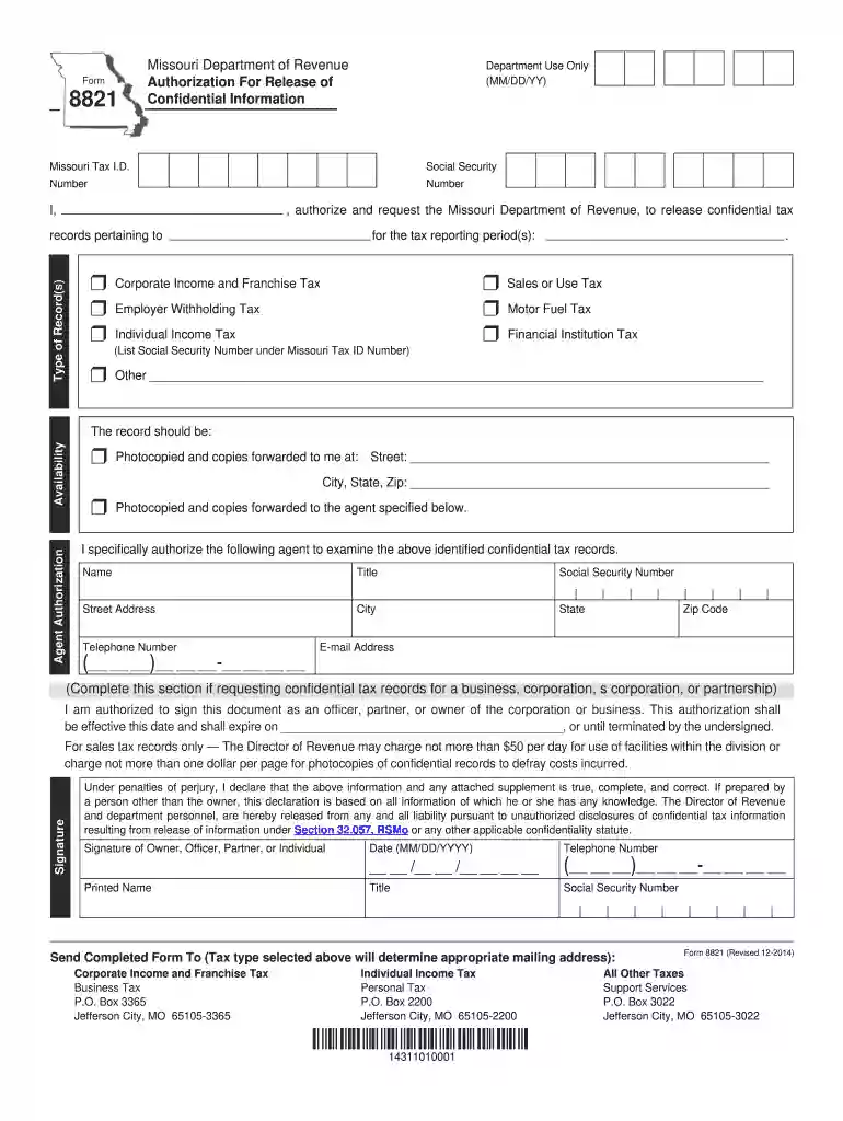 form 8821 Preview on Page 1