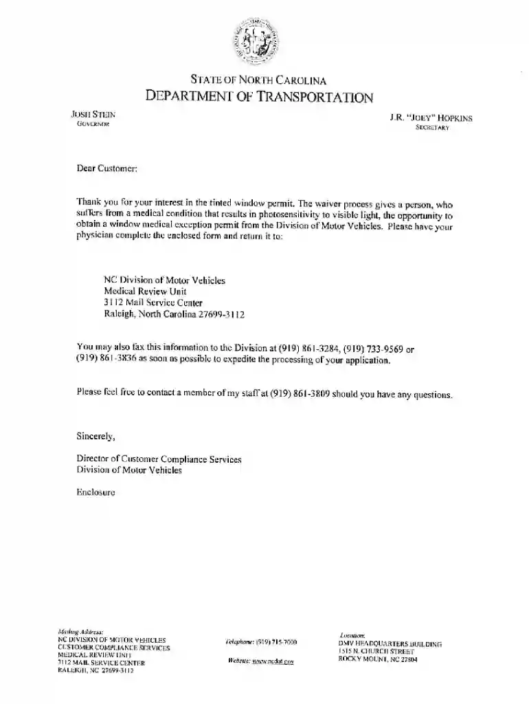 nc medical exemption window tint Preview on Page 1