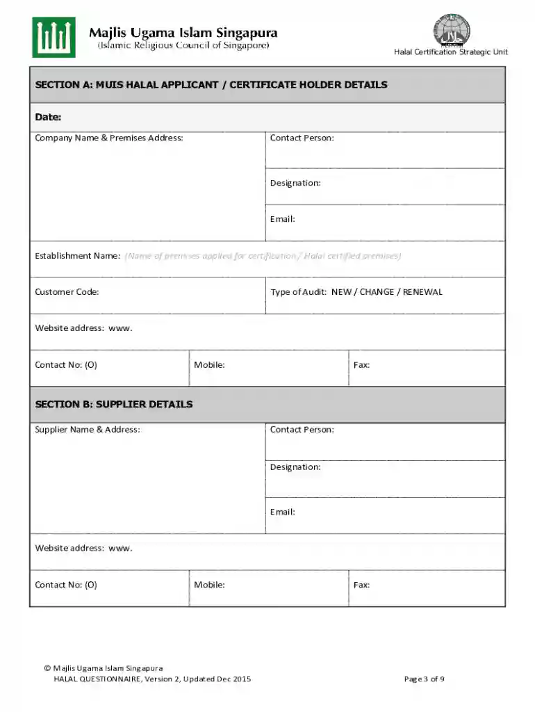 halal questionnaire Preview on Page 1