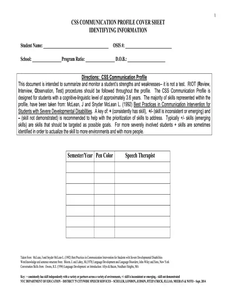 functional communication profile pdf Preview on Page 1
