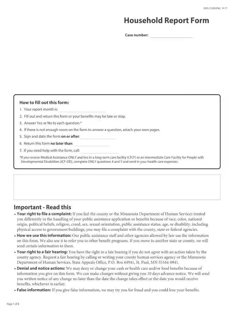 household report form Preview on Page 1