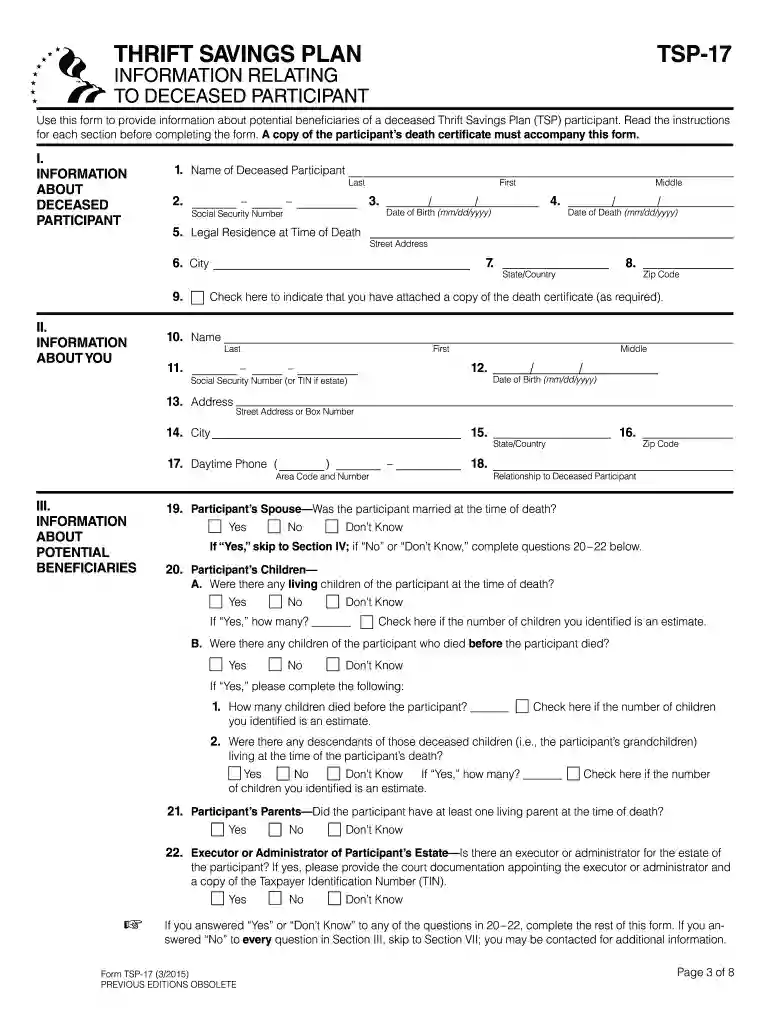 tsp 17 form Preview on Page 1