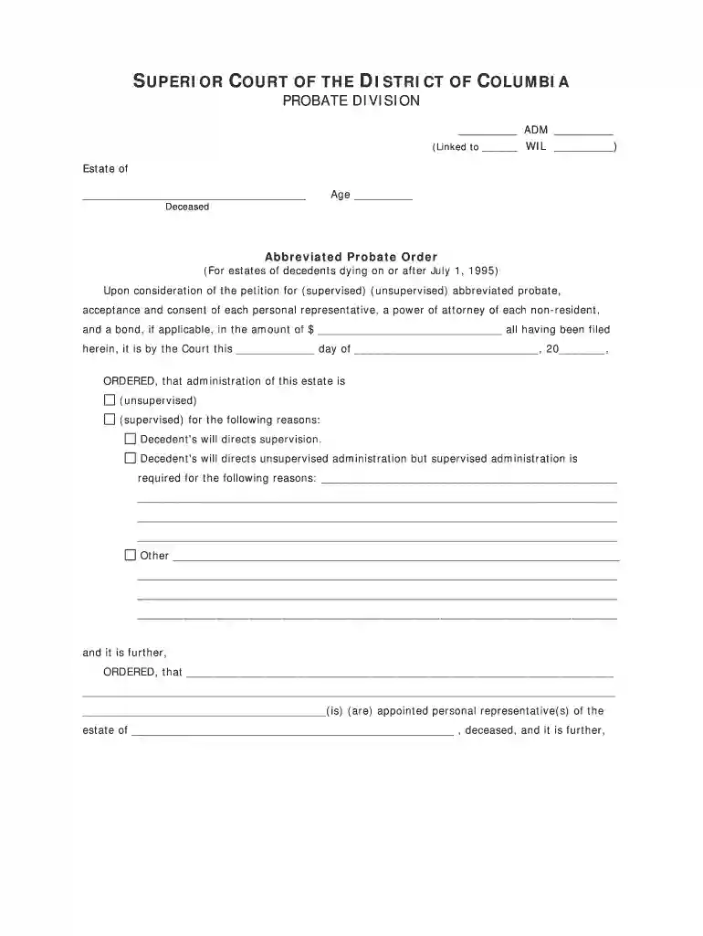 abbreviated probate Preview on Page 1