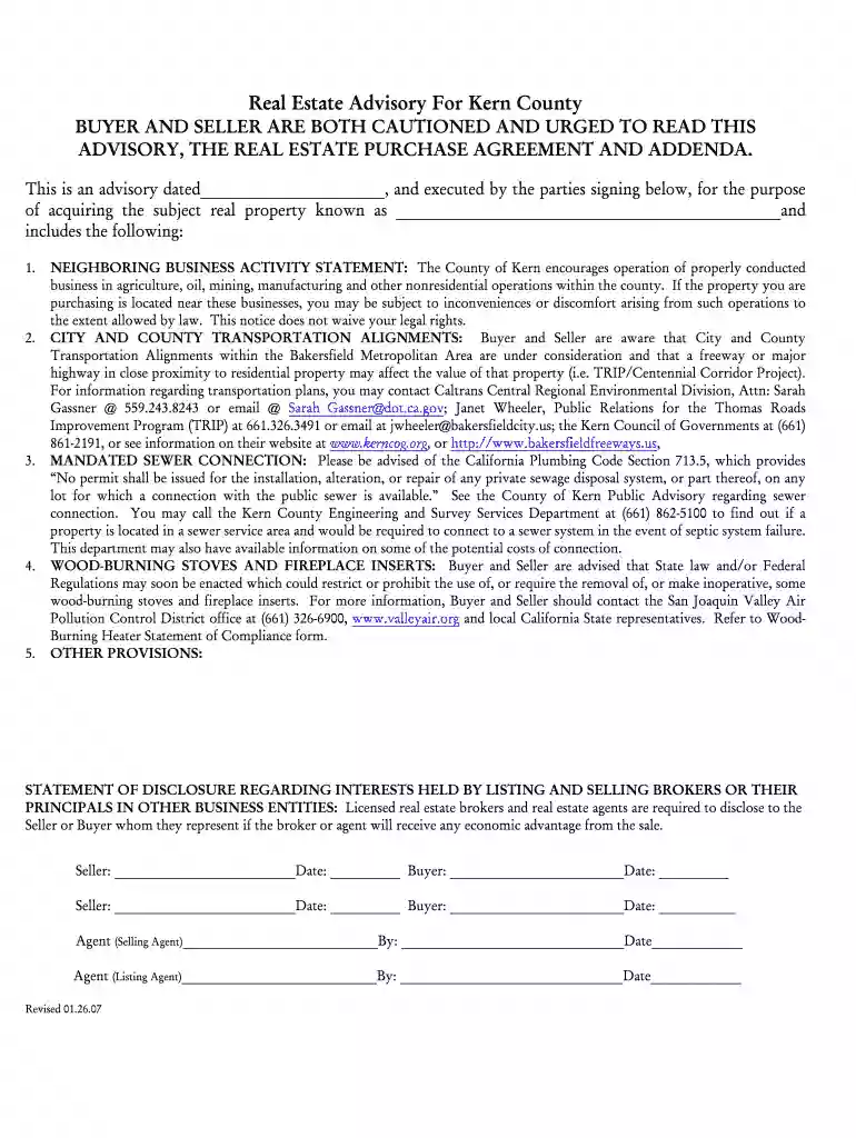 real estate advisory county form Preview on Page 1