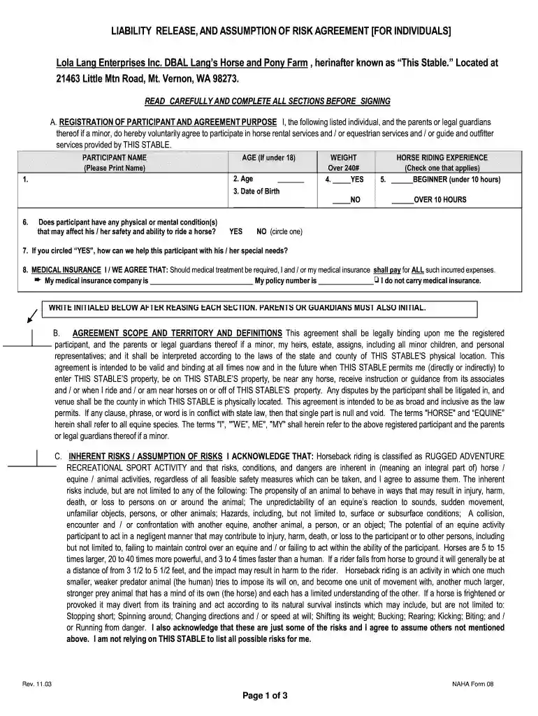 liability release risk Preview on Page 1