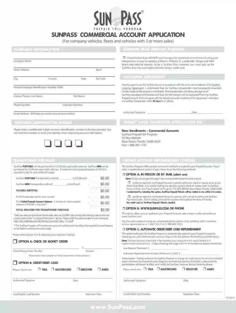 sunpass commercial account Preview on Page 1