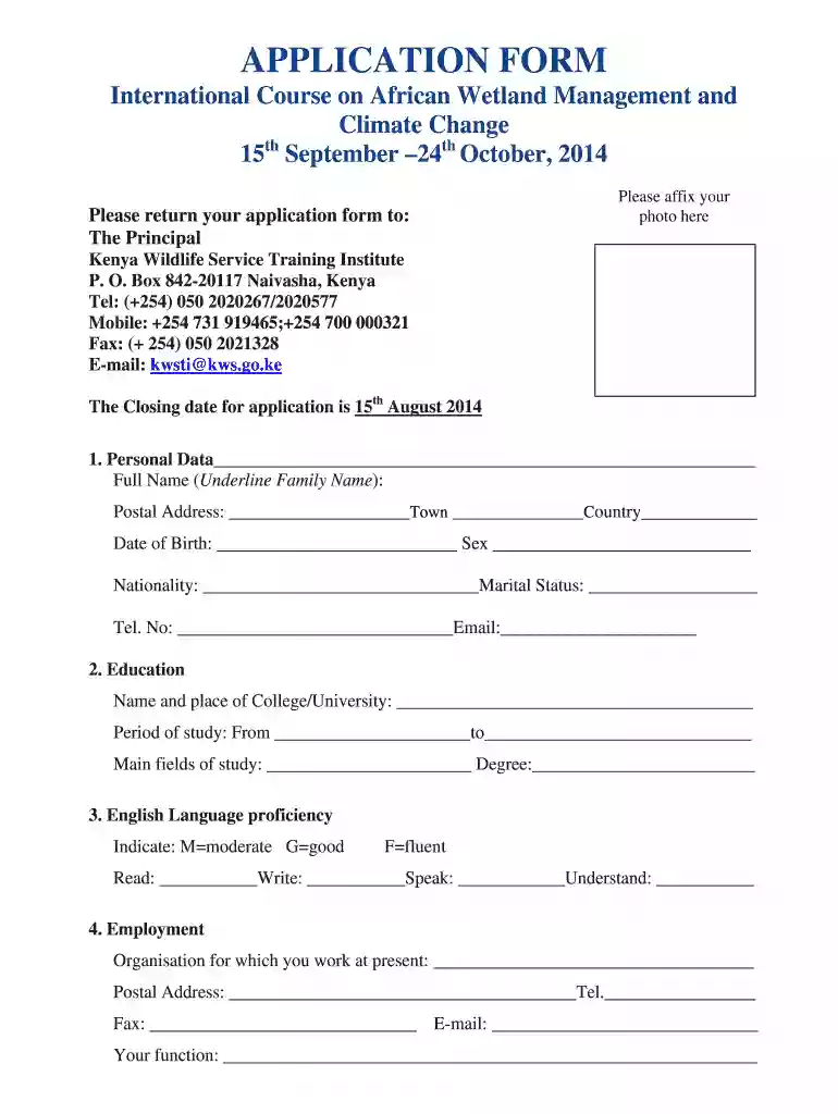 kenya wildlife service application Preview on Page 1