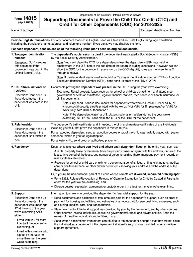 irs supporting documents Preview on Page 1