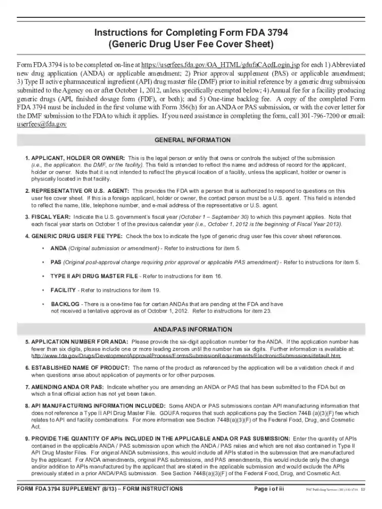 instructions form fda Preview on Page 1